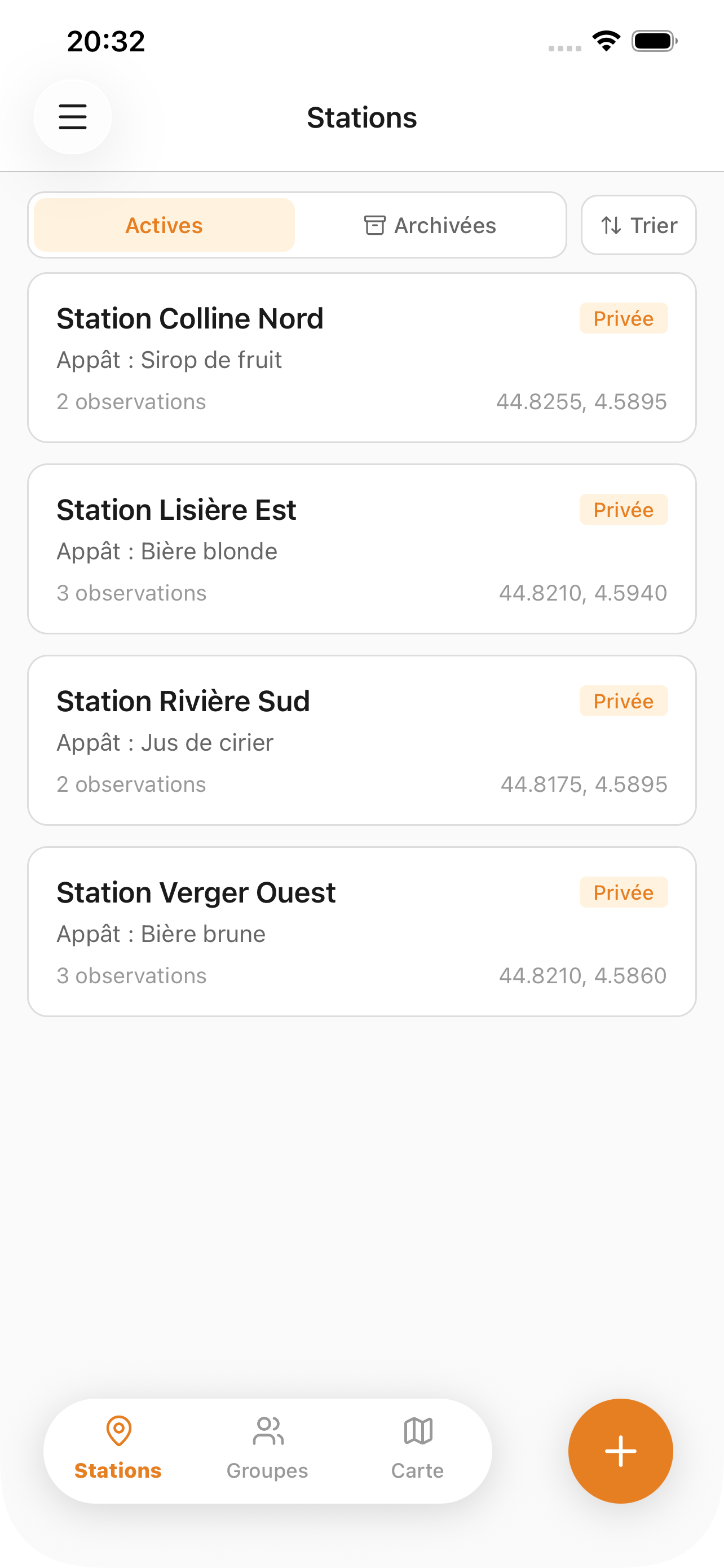 Liste des stations de pistage